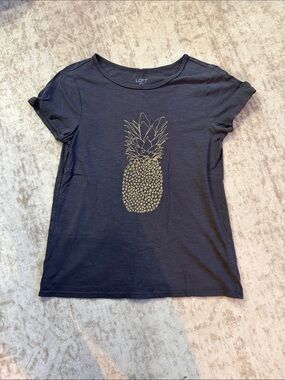 LOFT Navy Tee with Gold Pineapple Graphic